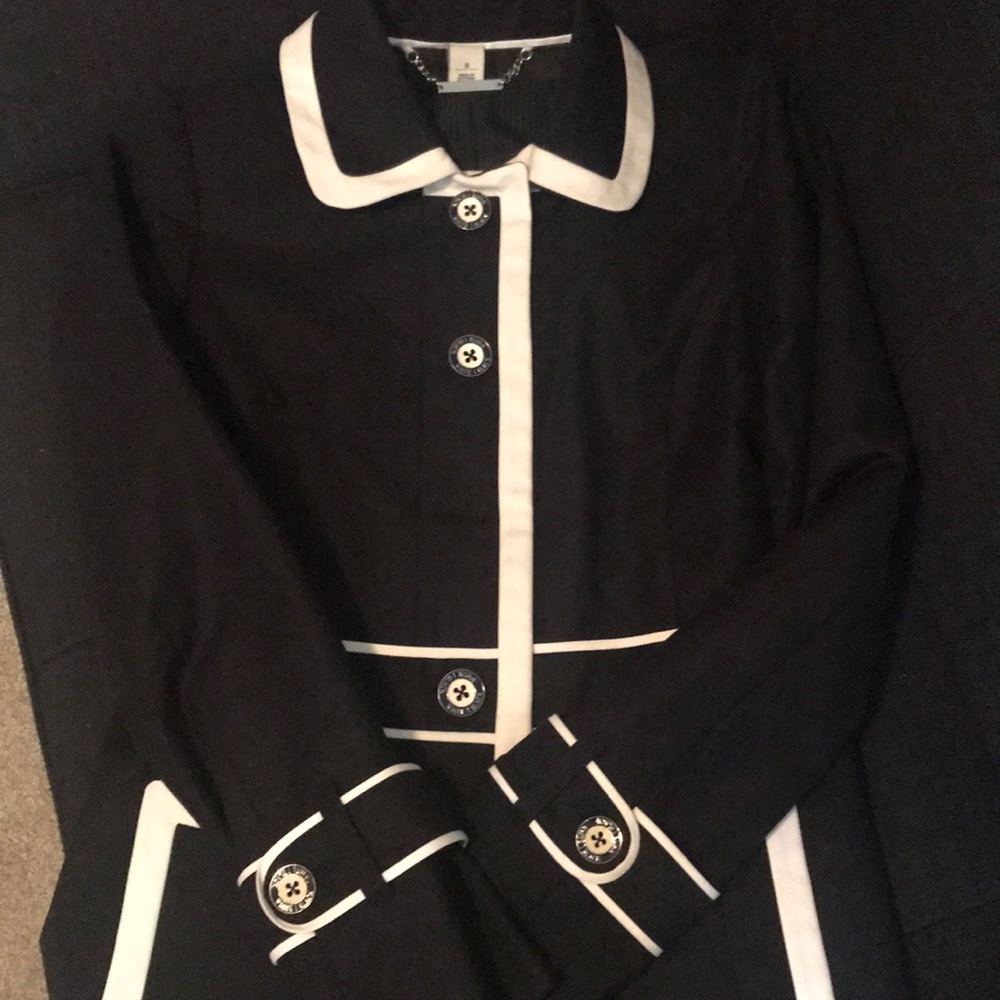 Black and white rain jacket